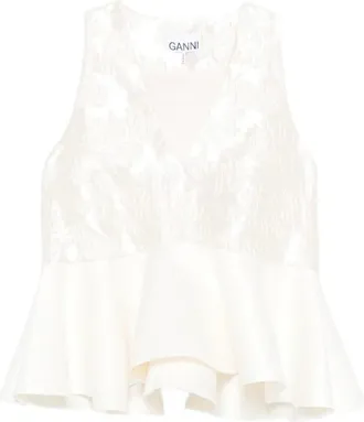 Ganni Mujer, Camisetas, Beige, Talla: L