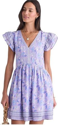 Vineyard Vines Flutter Sleeve Pintuck Dress Womens Dress Print Lilac Breeze : SM, Cotton/Modal