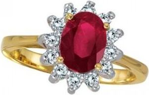 Allurez Lady Diana Oval Ruby & Diamond Ring 14k Yellow Gold (1.50 ctw)