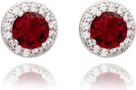 Suzy Levian CZ Halo Stud Earrings in Red at Nordstrom Rack