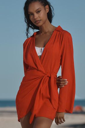 L*Space Las Palmas Long-Sleeve Wrap Mini Dress