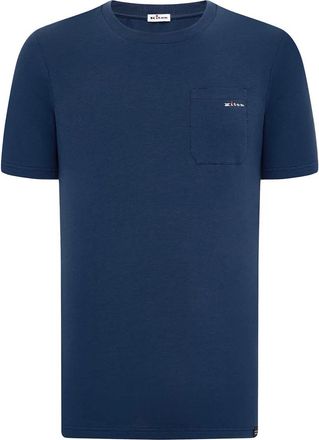 Kiton Blauw T-shirt met Borstzak - Heren - T-shirts - Blauw - M - Katoen - Tops