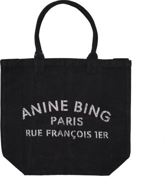 Anine Bing Leo Canvas Tote - Black
