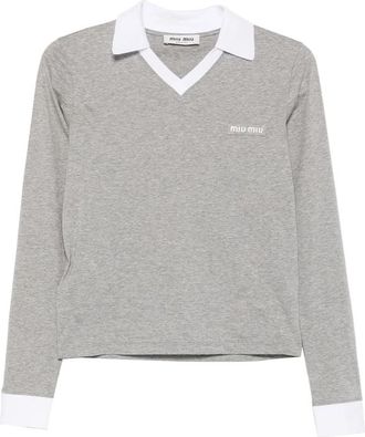 Miu Miu Logo-patch Polo-collar T-shirt