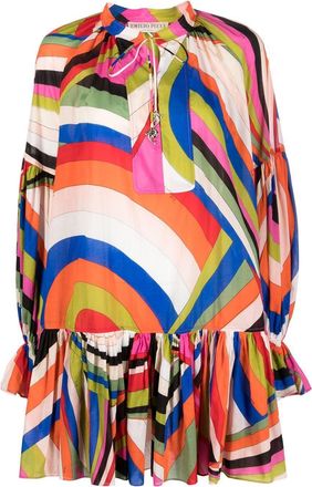 Pucci Iride-print cotton minidress - women - Cotton - 38 - Blue