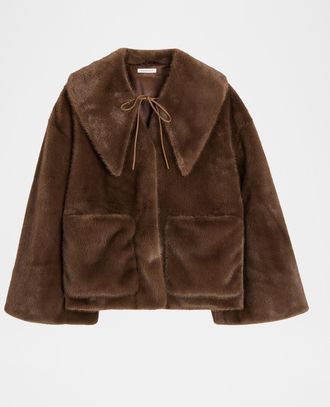 By Malene Birger Jacquie Faux Fur Coat with Detachable Collar