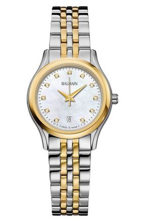 Balmain Beleganza Diamond Two-Tone Bracelet Watch, 27.5mm in Two Tone at Nordstrom