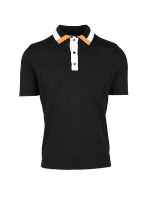 Dirk Bikkembergs Black/White Cotton Crew Neck Knit Polo