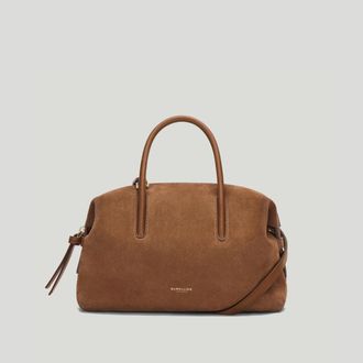 DeMellier The Small Stockholm in Deep Tan Suede & Deep Tan Smooth Leather Top handle bag