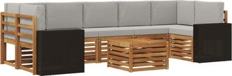 vidaXL Conjunto De Sof&aacute;s De Exterior 8 Uds. Natural Y Gris Claro Vidaxl