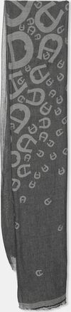 Aigner Grey Viscose Blend Horseshoe Logo Fringed Scarf
