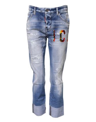 Dsquared2 Dsquared&sup2; Washed Cotton Mid Waist Skinny Womens Jeans