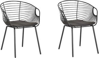 Beliani Beliani - Set di 2 Sedie da Pranzo Design in Metallo Nero Cuscino Ecopelle Hoback