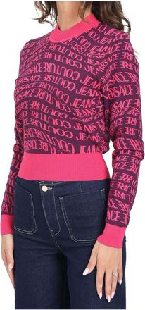 Versace Jeans Couture Truien & Vesten, Dames, Roze, L, Polyester, Korte trui met ronde hals