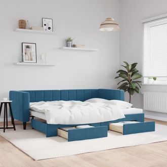 vidaXL Sof&aacute; Cama Nido Con Cajones Terciopelo Azul 80x200 Cm Vidaxl