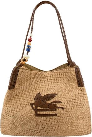Etro Grote Raffia Libra Tote Bag - Dames - Schoudertassen - Bruin - ONE Size - Katoen - Tassen