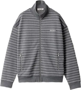 Miu Miu Striped Cotton Fleece Jacket
