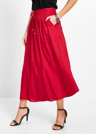 Bonprix Maxirock BONPRIX, Damen, Gr. 40, rot, Obermaterial: 100% Viskose, loose fit, R&ouml;cke Maxirock, aus Viskose, Maxil&auml;nge, lockere Passform, bedrucktes Desi