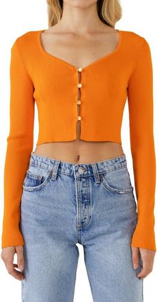 endless rose Ribbed Crop Cardigan in Orange at Nordstrom, Size X-Small