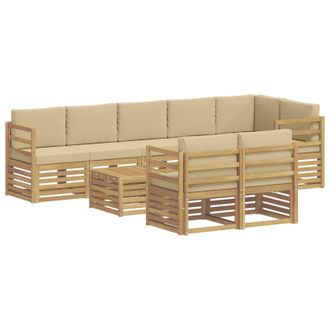 vidaXL Conjunto De Sof&aacute;s De Exterior 9 Uds. Y Beige Poli&eacute;ster Vidaxl