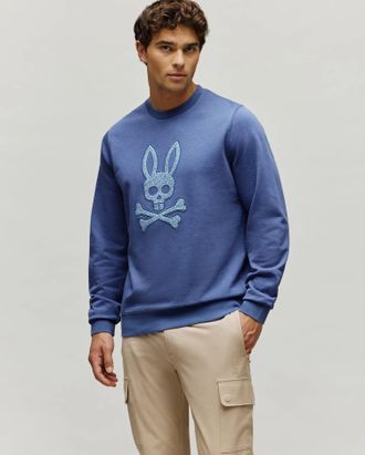 Psycho Bunny Mens Gabin Textured Crew 404 GRAY BLUE / XXL