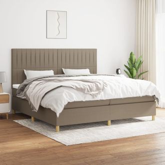 vidaXL Vidaxl - Cama Box Spring Con Colch&oacute;n Tela Gris Taupe 200x200 Cm