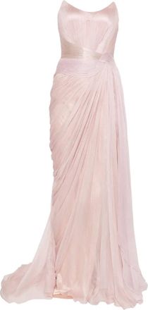 Iris Serban Abito lungo metallizzato con drappeggio - Rosa