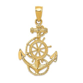 Diamond2Deal 14k Gold Anchor Wheel Pendant