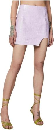 Patrizia Pepe Leren Minirok - Dames - Leren & Su&egrave;de rokken - Paars - M - Leer - Rokken