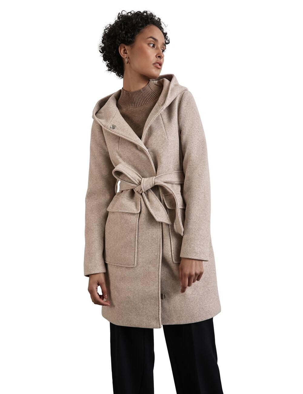 Street One Damen A201961 Mantel mit Kapuze, Quinoa Beige Melange