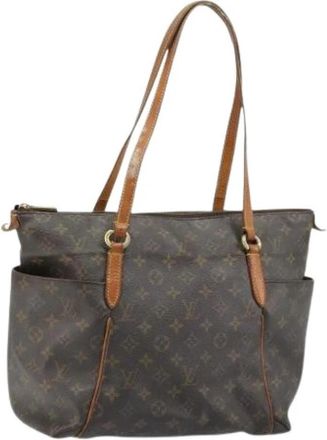 Louis Vuitton Pre-owned Monogram Canvas Tote Bag - Dames - Vintage Shopper - Bruin - ONE Size - Leer - Vintage