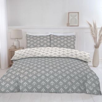 Lewis's Elara Duvet Set - Grey - Double | TJ Hughes