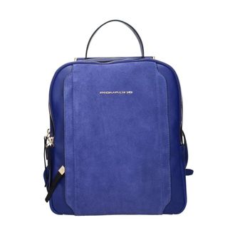 Piquadro Blauwe leren rugzak met meerdere compartimenten - Dames - Rugzakken - Blauw - ONE Size - Leer - Tassen