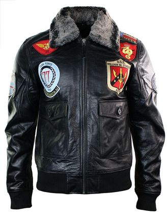 TruClothing Leather Aviator Pilot Bomber Jacket