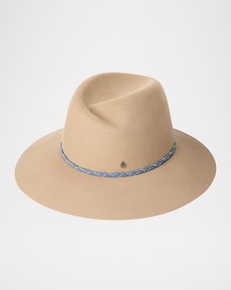 Maison Michel Virginie Braided Denim Wool Felt Fedora Hat