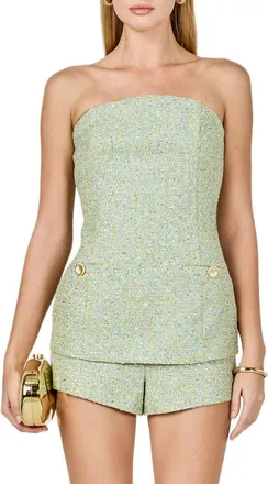 endless rose Metallic Tweed Strapless Top in Mint Multi at Nordstrom, Size X-Large