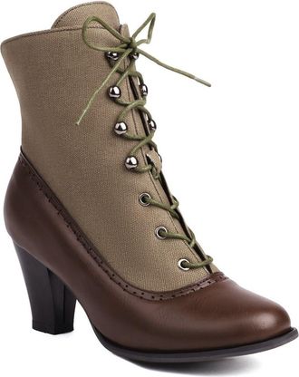 Generic Comfortable Womens Winter Boots - Chunky Heel Ankle Booties with Crisscross Lacing, Side Zipper & Warm Lining, Wide Calf Size Available(brown,6.5 UK)