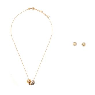 Tory Burch Accessoires, Dames, Geel, ONE Size, Icon Pav&eacute; Ketting & Oorbellen Set