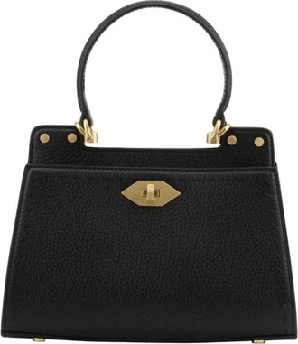 Pourchet Tassen, Dames, Zwart, ONE Size, Leer, Zwarte zwarte handtas - maat S