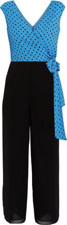 Gina Bacconi Womens Milana Chiffon Jumpsuit With Spot Bodice - Blue - Size 14 UK