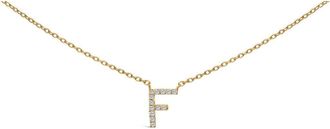 House of Brilliance 10K Yellow Gold Diamond Accent A-Z Block Initial Pendant Necklace in Yellow Gold | F at Nordstrom