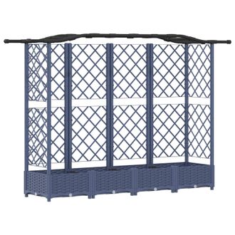 vidaXL Cama Elevada Con Trellis Y Techo Gris 203,5 X 40 X 125 Cm Pp Vidaxl