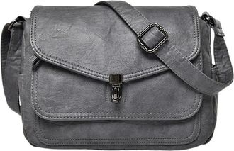 Generic Compatible For Women Leather Handbags Soft Casual Messenger Crossbody Bag Female Shoulder Ladies(Grey)