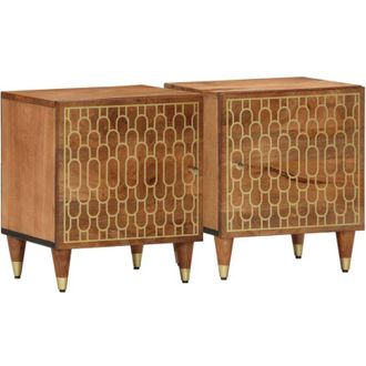 vidaXL Mesitas De Noche 2 Uds Madera Maciza De Mango 40x33x46 Cm Vidaxl