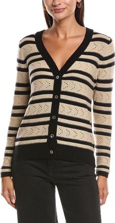 Minnie Rose Striped Pointelle Cashmere-Blend Cardigan