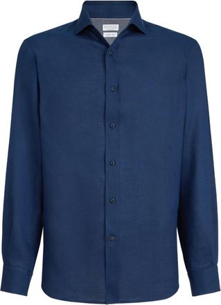 Brunello Cucinelli Linnen overhemd - Blauw