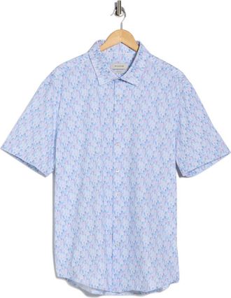 Bugatchi Short Sleeve Stretch Cotton Button-Up Shirt in Pink at Nordstrom Rack, Size Xxx-Large