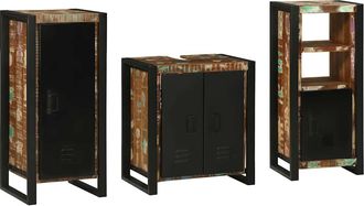 vidaXL Juego De Muebles De Ba&ntilde;o 3 Uds. Multicolor Y Negro Vidaxl