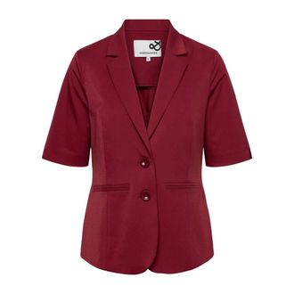 &Co Woman Ongevoerd Kortgearmd Blazer - Dames - Jassen - Rood - Maat: 3XL Polyamide