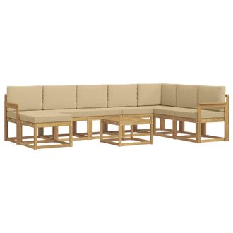 vidaXL Conjunto De Sof&aacute;s De Exterior Con Coj&iacute;n 9 Pcs Y Beige Vidaxl
